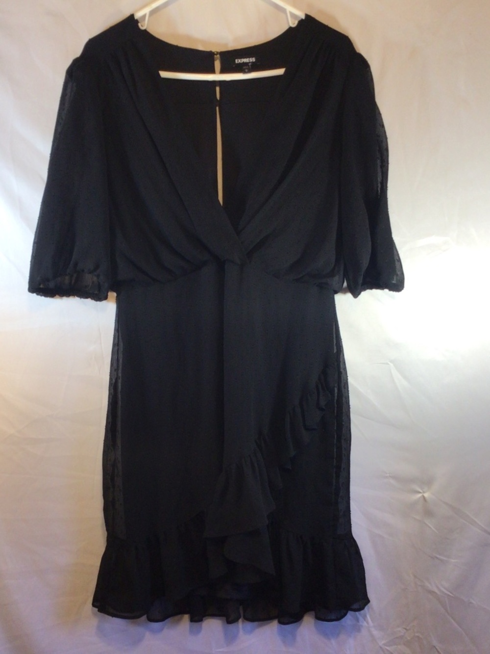 Express Black chiffon ruffle dress Large dark coquette soft goth whimsigoth